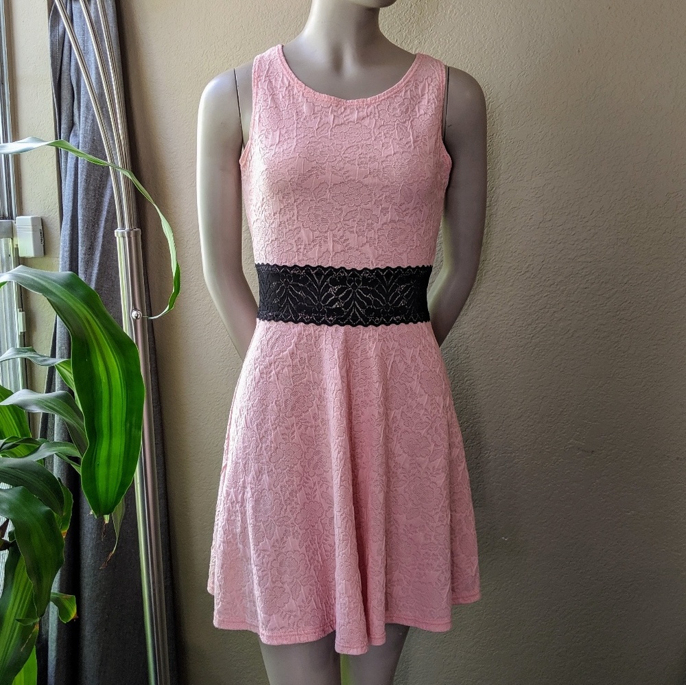 French Atmosphere Pink Lace Dress